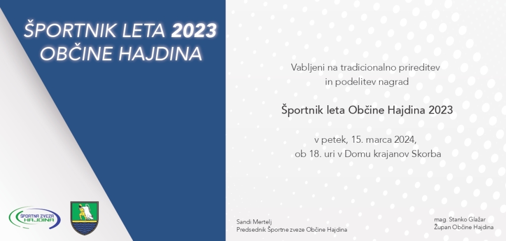 Sportnik leta 2023 Obcine Hajdina - vabilo